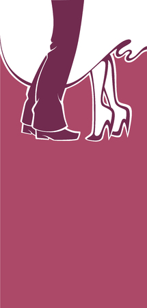 bride and groom dancing, wedding card in elegant styleのイラスト素材