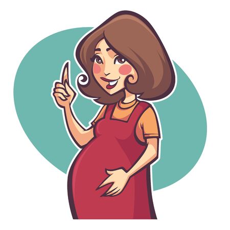 happy pregnant woman in cartoon styleのイラスト素材