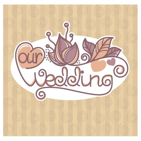 vector wedding cards template with hanndrown letters and flowers. Wedding invitation or save the dateのイラスト素材