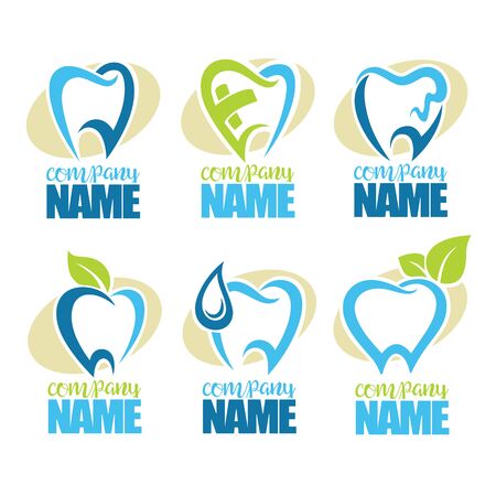 vector collection of healthy teeth, dental symbolsのイラスト素材