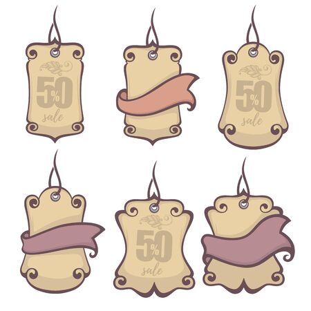 decorative vintage hang tags collectionのイラスト素材