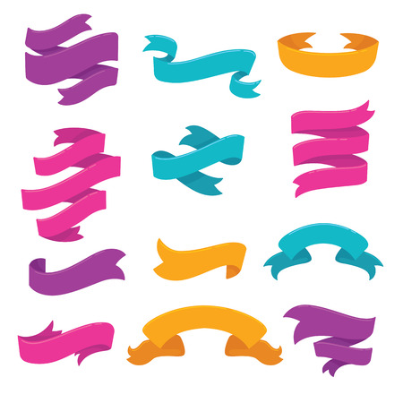 bright flags and ribbons collectionのイラスト素材