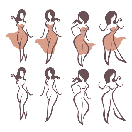 girls and dresses, vector collection of female imagesのイラスト素材