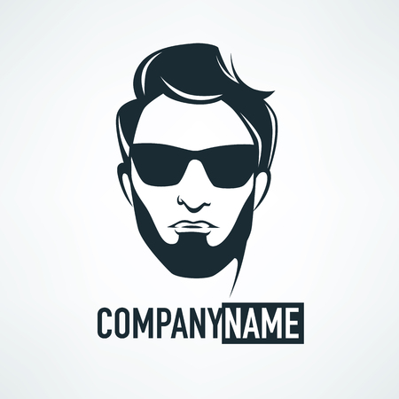 fancy, young and fashoin man, logo and emblem in hipster styleのイラスト素材