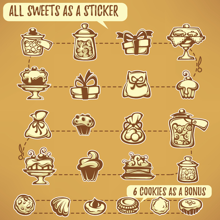 object, stickers or icons for your chocolate shopのイラスト素材