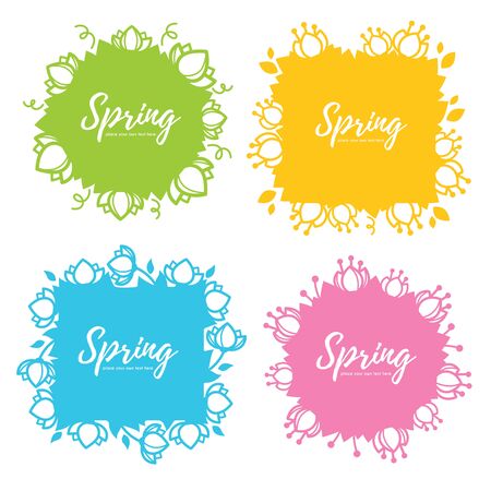 bright and simple floral spring frames and template, line artのイラスト素材