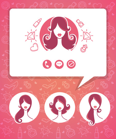 women avatars, backgrounds and icons for your communication app interfaceのイラスト素材