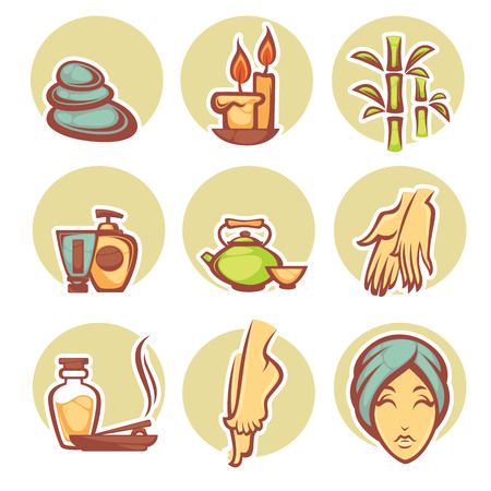 beauty, spa and relax, labels and object setのイラスト素材