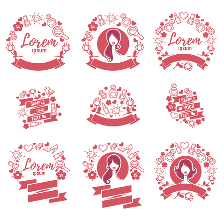 beauty, lovely, cosmetic bedges and templatesのイラスト素材