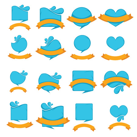 blue stickers and orange flags, water badges collectionのイラスト素材