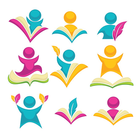 Collection of reading and writing symbols, books and education iconsのイラスト素材