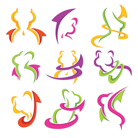 woman, fitness, health, beauty, body and diet emblems setのイラスト素材