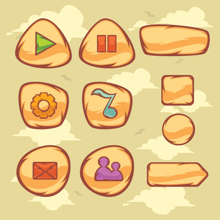 Set of cartoon object and icons for graphical user interface  to build 2D gamesのイラスト素材