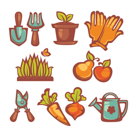 my little gardening icons and objectsのイラスト素材