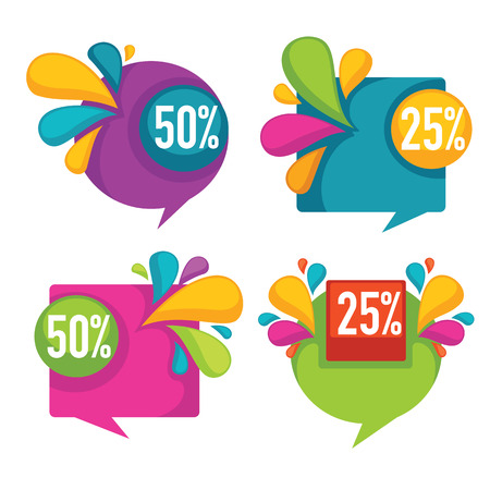Collection of bright discount bubble tags, banners and stickersのイラスト素材