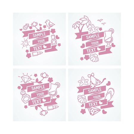 summer, sea and beauty badges and templatesのイラスト素材