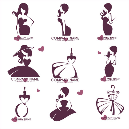 fashion and beauty and emblem collectionのイラスト素材