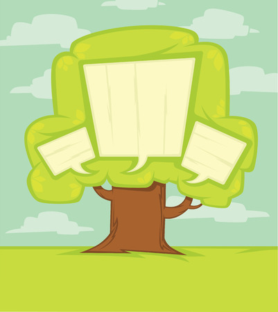cartoon green tree for your informationのイラスト素材