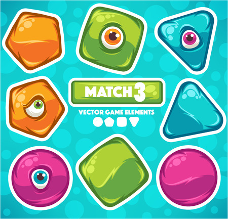 match 3, cartoon elements for your own mobile gameのイラスト素材
