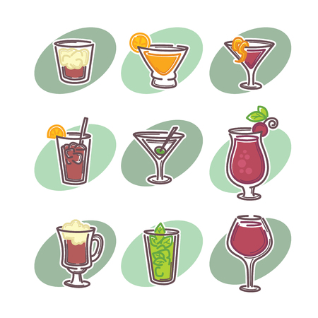 cocktails collection, line artのイラスト素材