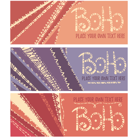 boho chic, vector hand drawn banners and templatesのイラスト素材