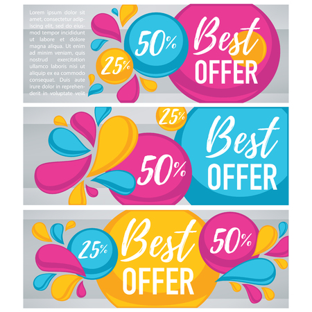 vector collection of bright  bubble tags, banners and stickersのイラスト素材
