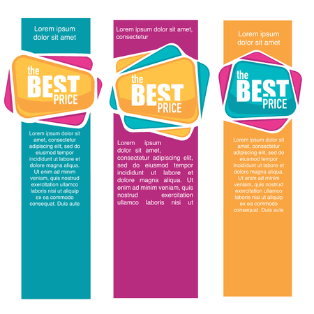 best price, vector collection of bright discount and sale vertical tags, banners and stickersのイラスト素材