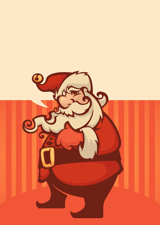 cartoon Santa Claus image for greeting Christmas card template, retro style.のイラスト素材