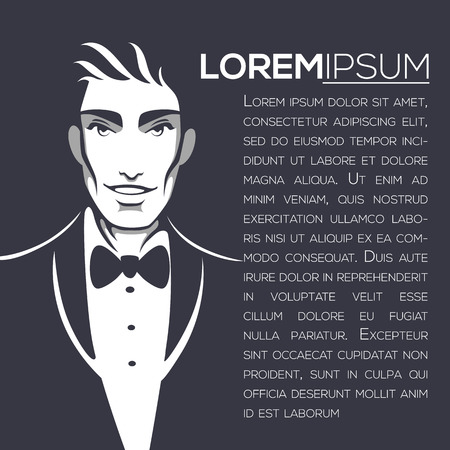 handsome young genleman, vector template for your banner, flyer, advertisementのイラスト素材