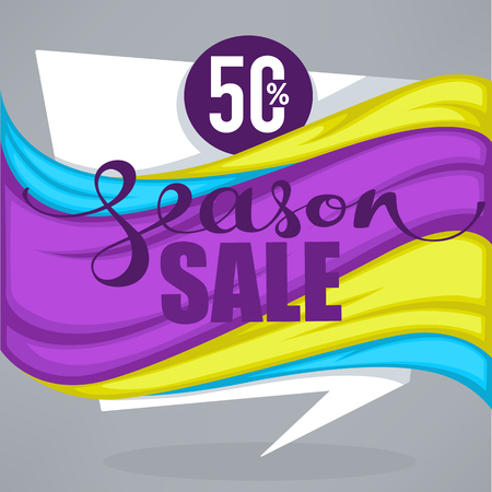 season sale, vector fabric background with lettering compositionのイラスト素材