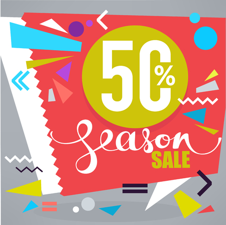 season sale, vector discount banner, flyer, card design templateのイラスト素材