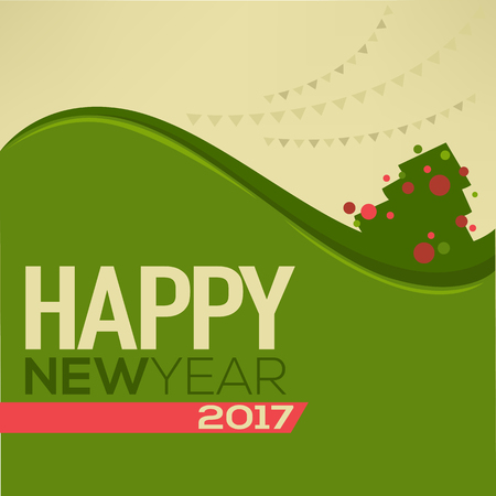 happy new year greeting card with abstract image of Christmas tree and place for textのイラスト素材