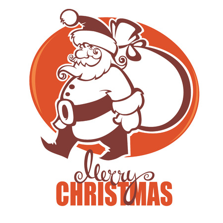 vector Christmas retro greeting card template design with image of Santa Claus and place for textのイラスト素材