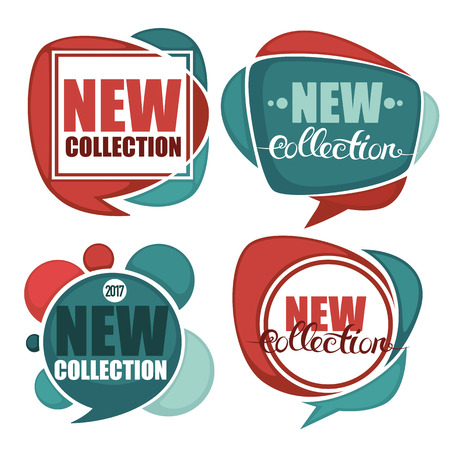 new collection, vector collection of bright discount bubble tags, banners and stickersのイラスト素材