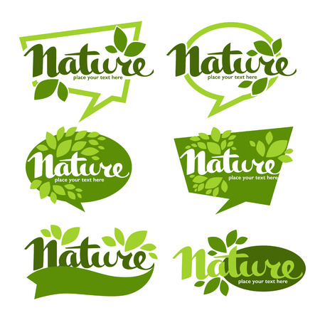 vector collection of leaf frames, labels, stickers
 and tagsのイラスト素材