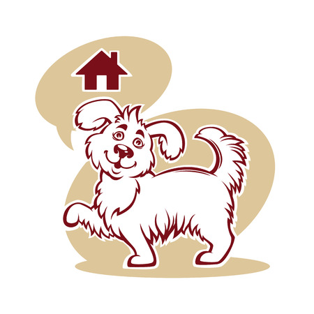 cartoon illustration for pet shelter, with image of funny dogのイラスト素材