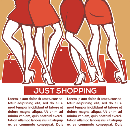 legs and bags, vector image of fashionable shoppingのイラスト素材
