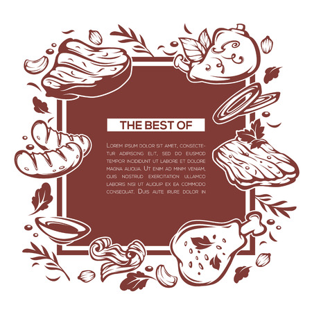 meat food background, vector template design for your menuのイラスト素材