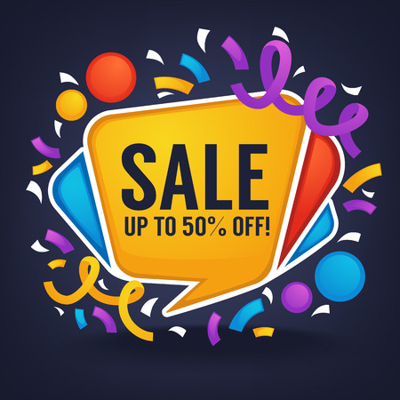 Sale banner looks like a bright glossy speech bubbleのイラスト素材