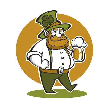 cute leprechaun illustration with craft draft beer for your Saint Patrick's dayのイラスト素材