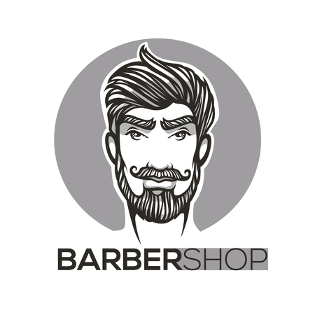 vector portrait of handsom and fashionable man for your barbershop logoのイラスト素材
