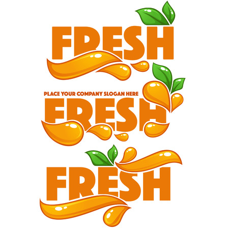 vector collection of bright and shine logo, stickers, emblems and banners for orange fresh juiceのイラスト素材