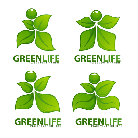 abstract green people for your ecology and health logoのイラスト素材