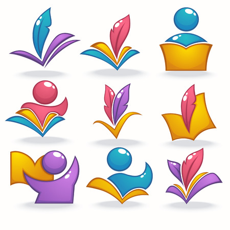 bright glossy and shine book, reading, education, icons, symbols and logoのイラスト素材