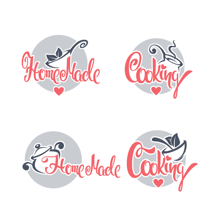 Home made food and cooking logo, vector emblems and symbols collectionのイラスト素材