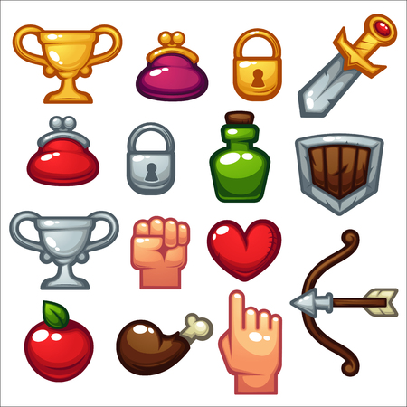 Cartoon style mobile game, objects and iconsのイラスト素材