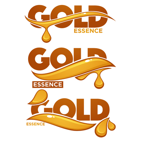 Golden Oil Drops, Collagen Essence, Gold Serum  for Cosmetics, Beauty and Spa logo, emblem or labelのイラスト素材