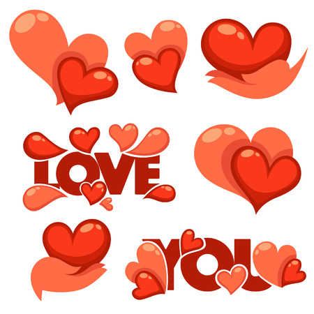Vector collection of heart, hands and love logo, concept, labels and formsのイラスト素材