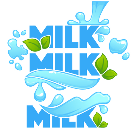 Milk splash lettering composition for your logo, label, emblemのイラスト素材