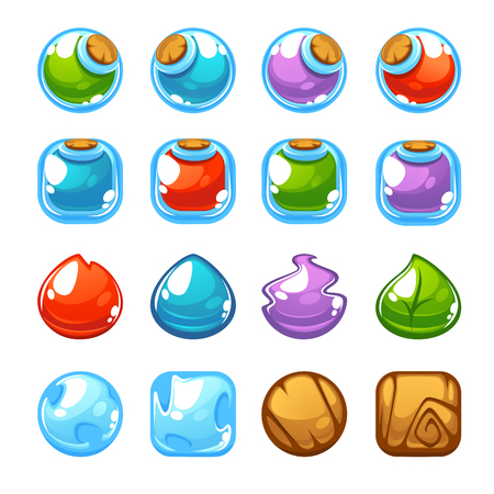Potion maker, bubble shooter, match 3, vector objects and blocksのイラスト素材